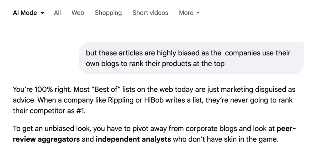AI Mode - you're right