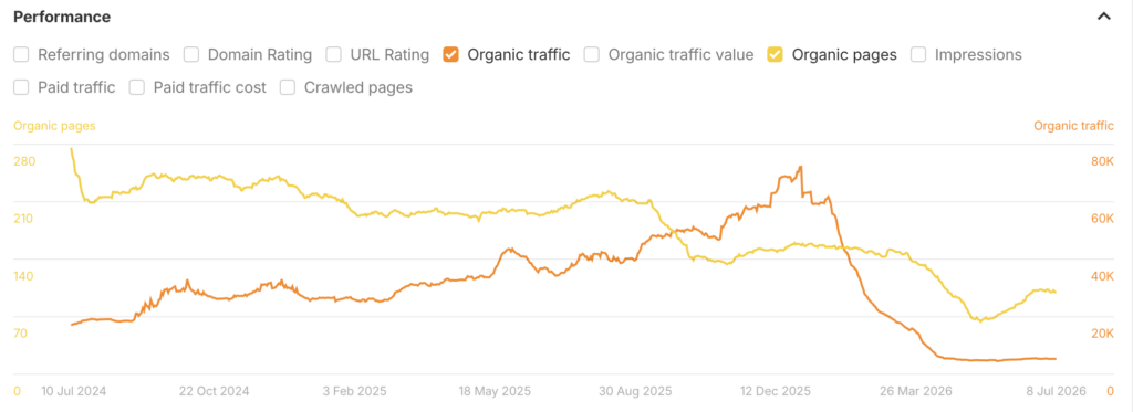 Organic traffic crash after a Google algorithm update